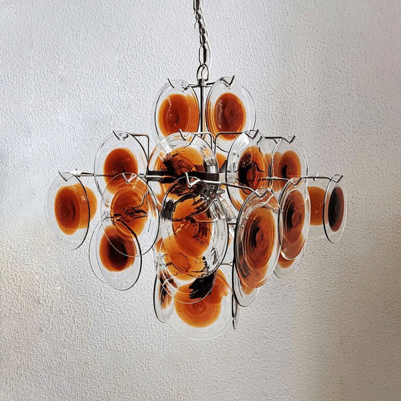 Aurora Chandelier Murano Glass Disc Mid Century - Letslighting