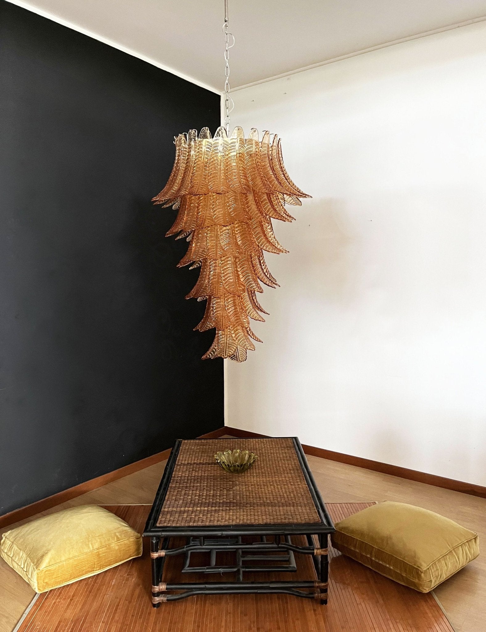 Aurora Chandelier Amber Glass Leaf Layered Statement Artistic - Letslighting