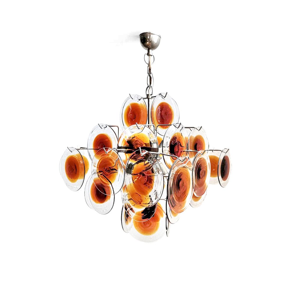 Aurora Chandelier Murano Glass Disc Mid Century - Letslighting
