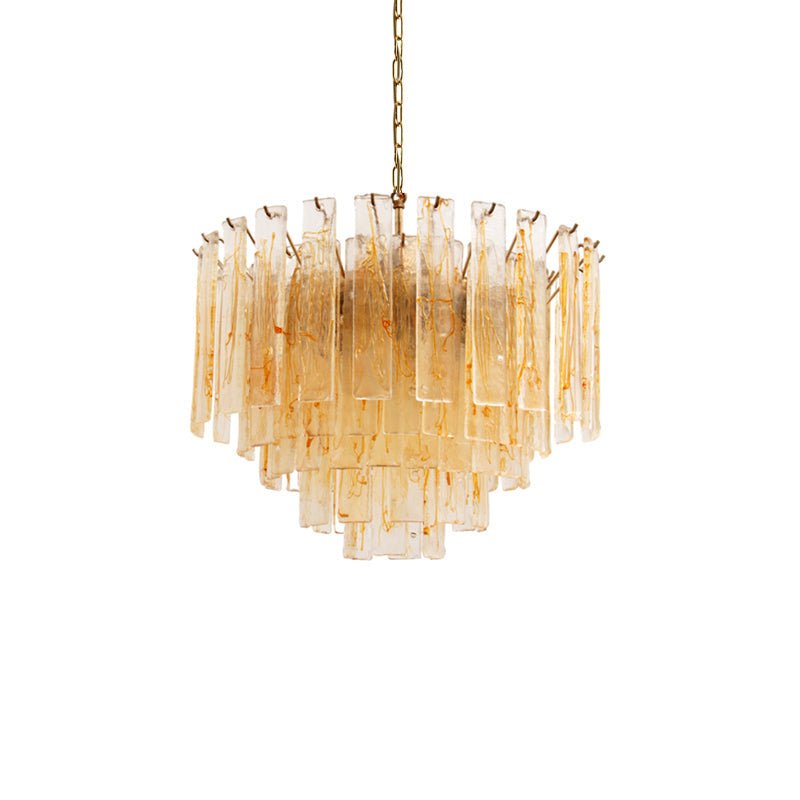 Aurora Chandelier Golden Amber Glass Layered Geometric Luxury - Letslighting
