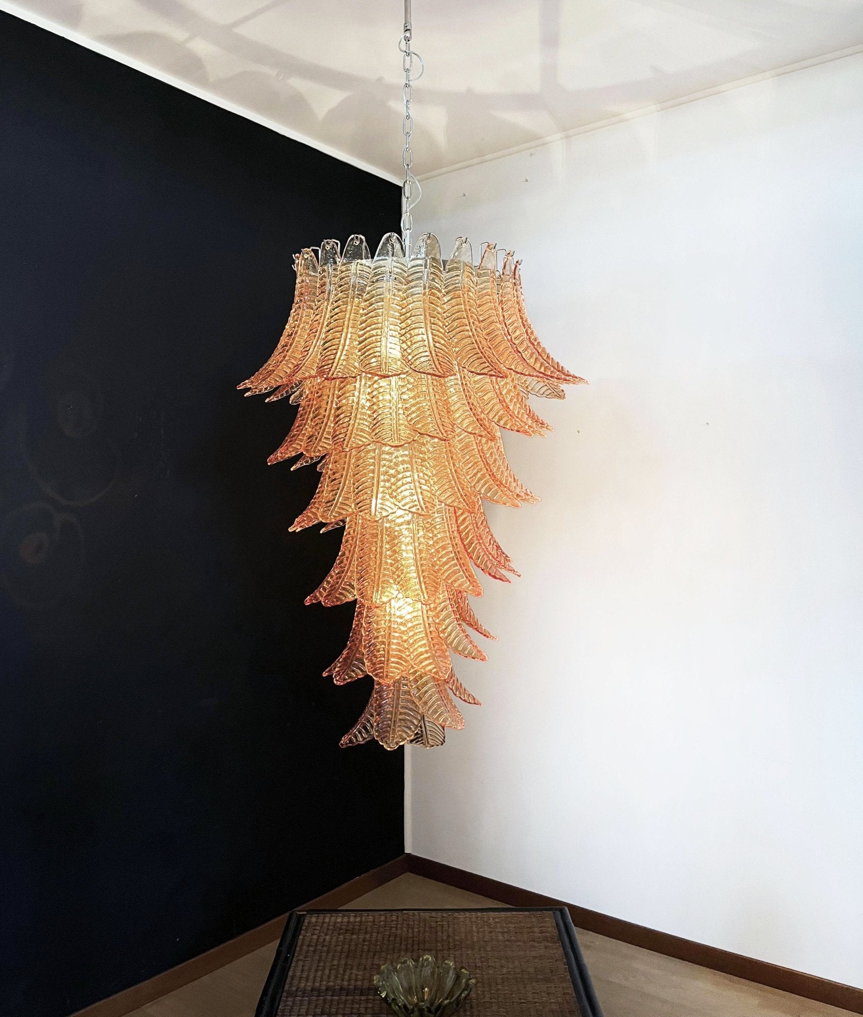 Aurora Chandelier Amber Glass Leaf Layered Statement Artistic - Letslighting