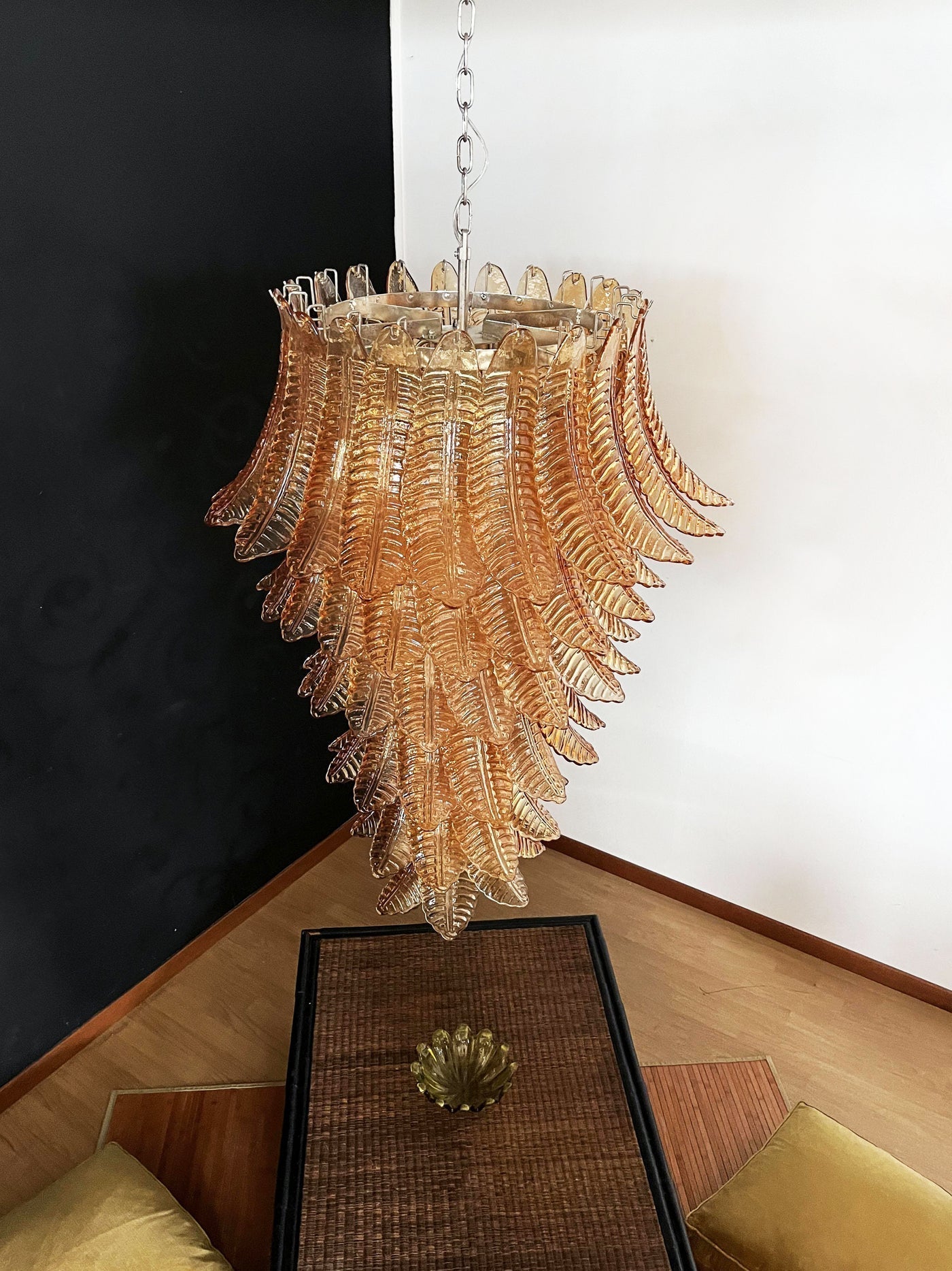 Aurora Chandelier Amber Glass Leaf Layered Statement Artistic - Letslighting