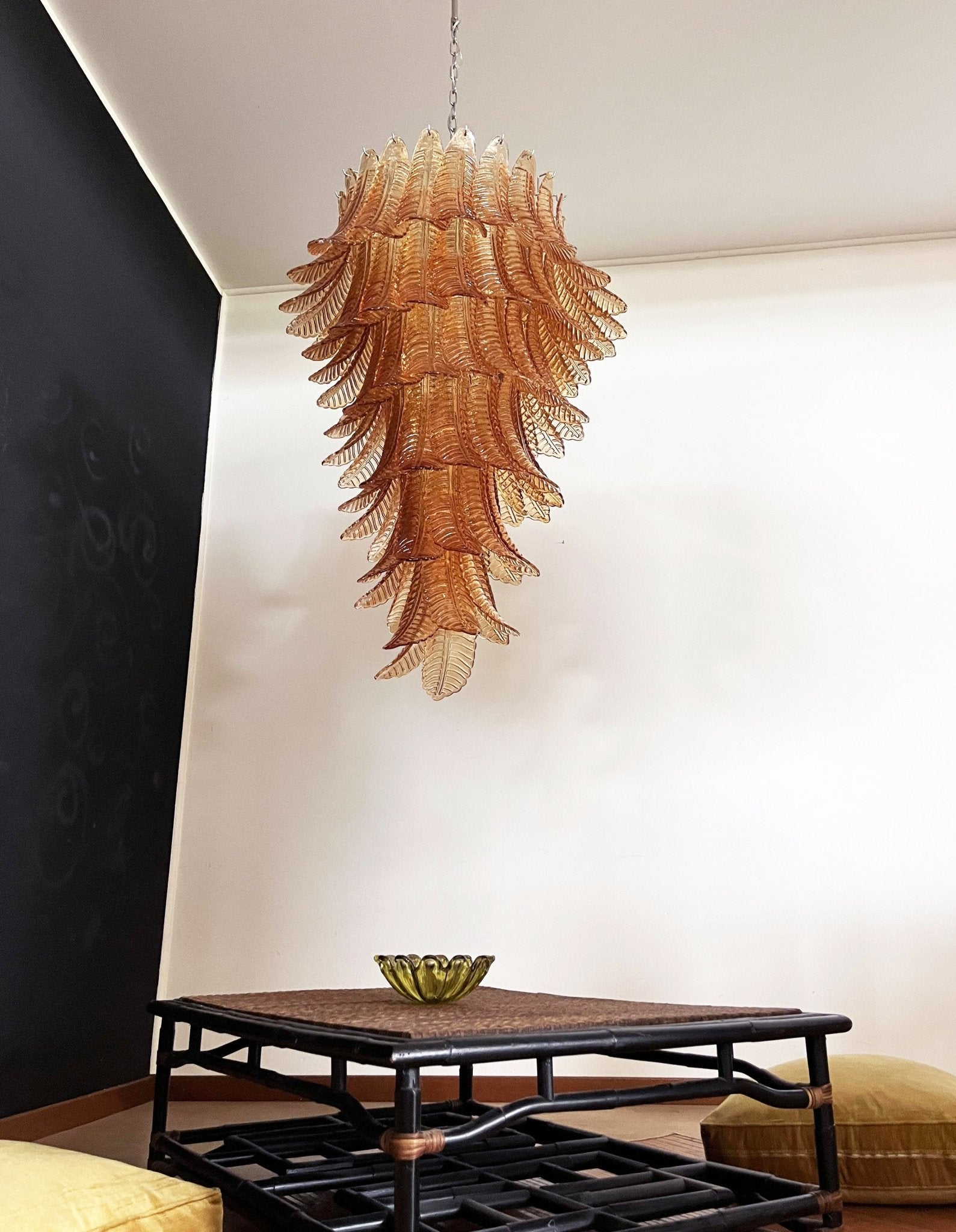Aurora Chandelier Amber Glass Leaf Layered Statement Artistic - Letslighting