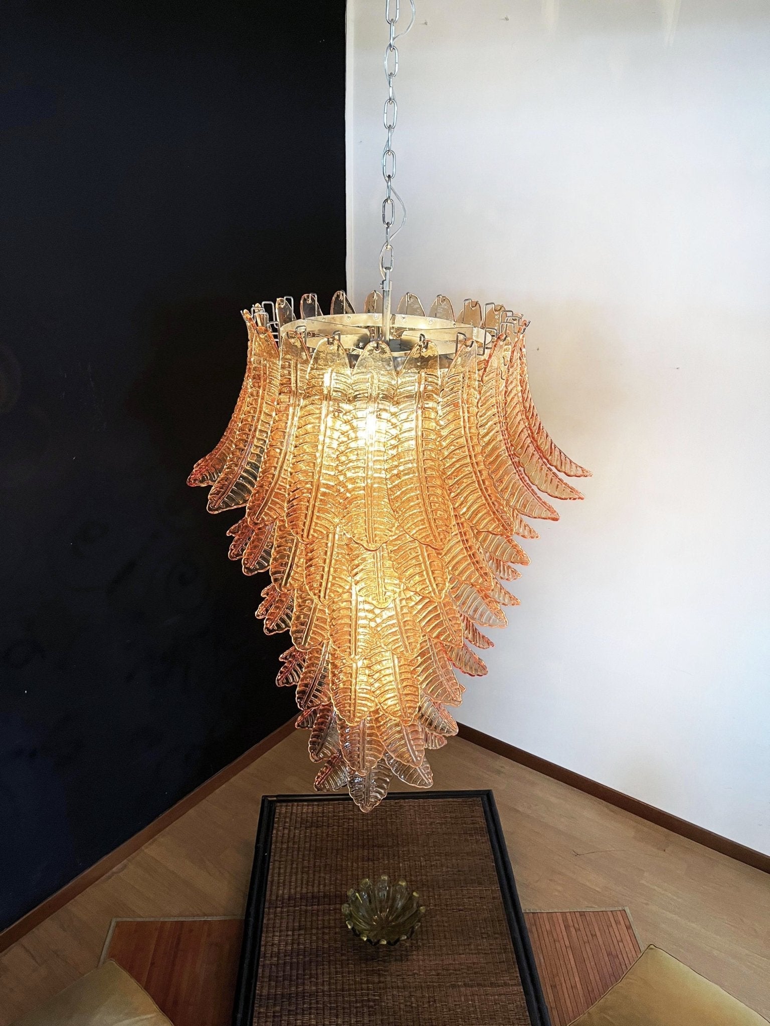 Aurora Chandelier Amber Glass Leaf Layered Statement Artistic - Letslighting