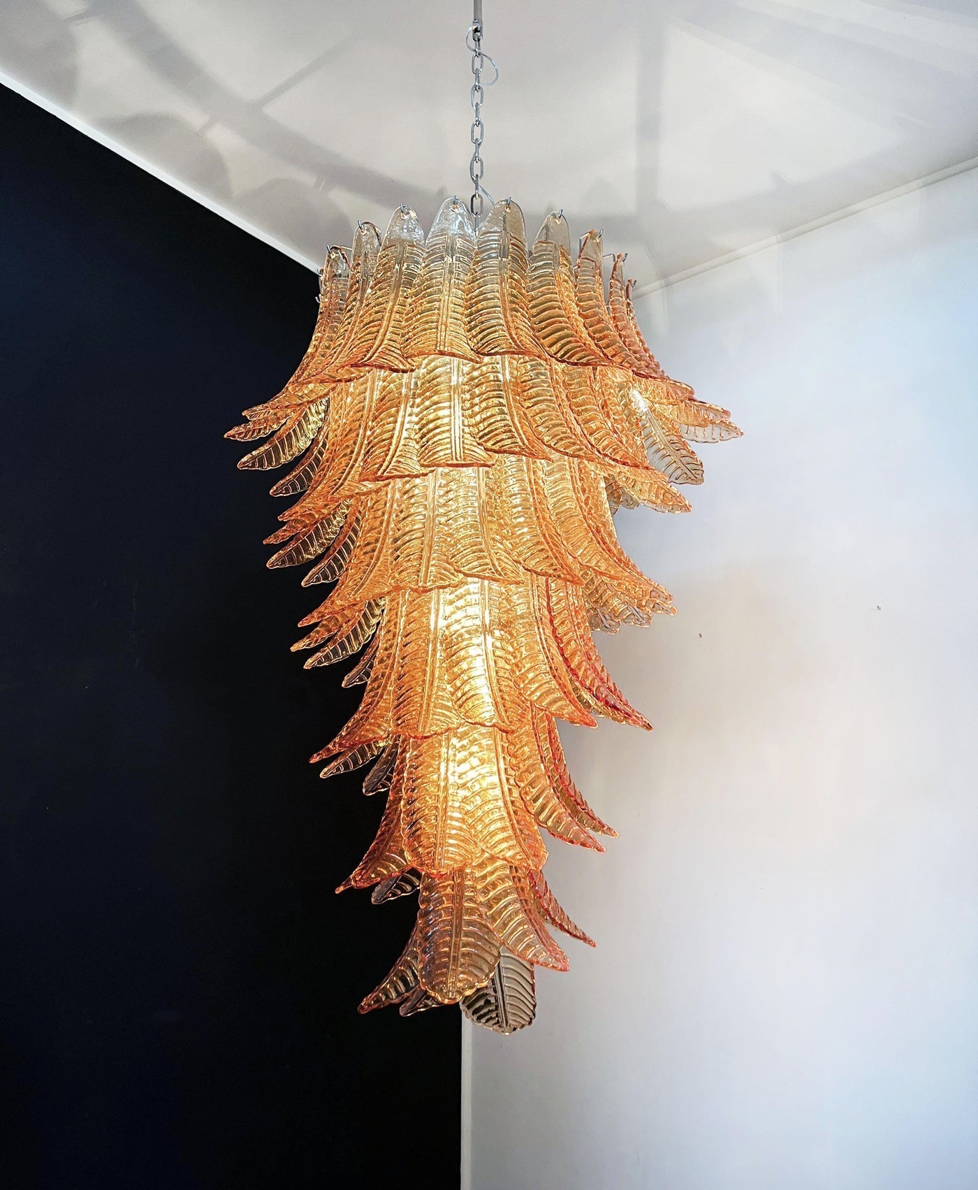 Aurora Chandelier Amber Glass Leaf Layered Statement Artistic - Letslighting