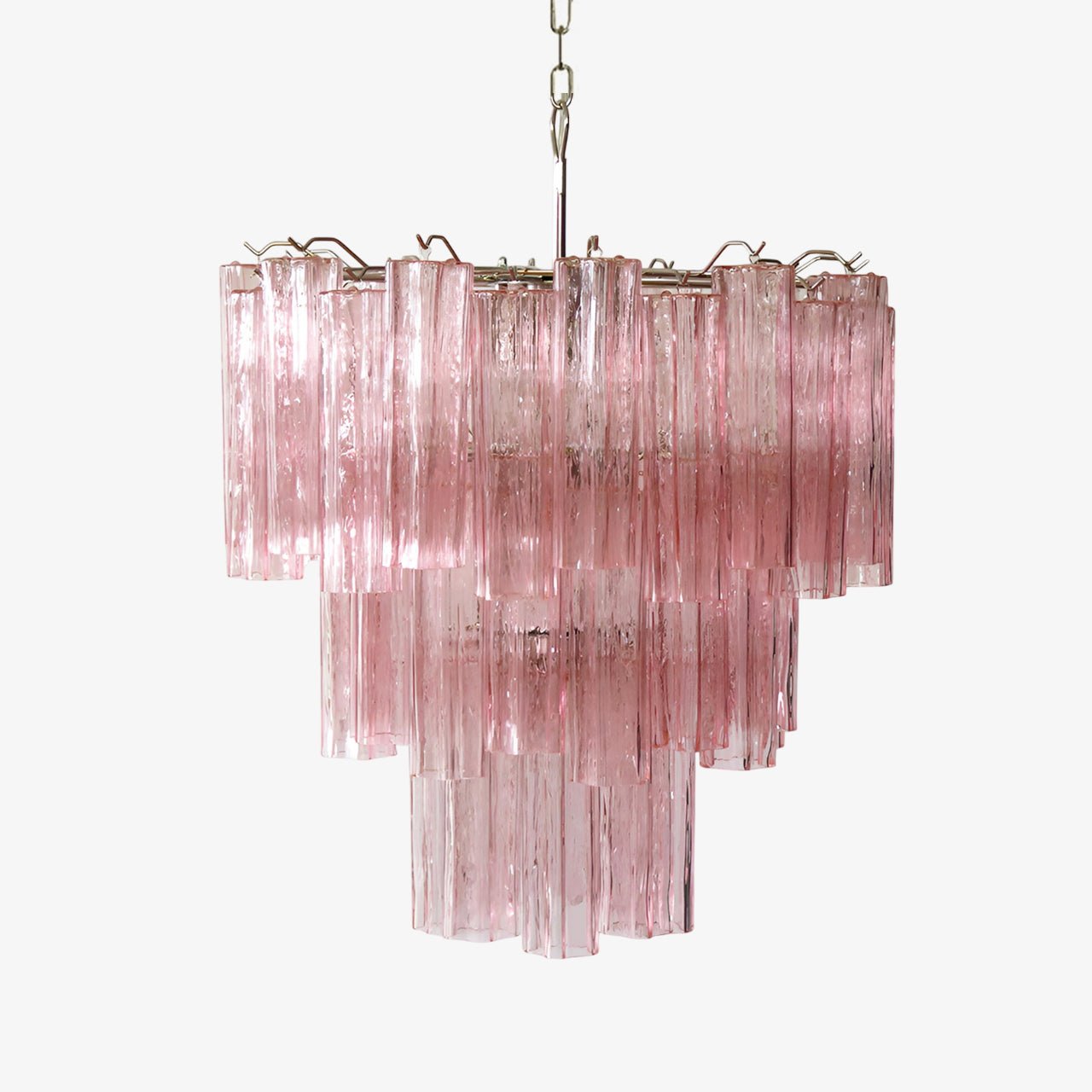 Aurora Chandelier Pink Glass Tubes Layered Modern - Letslighting