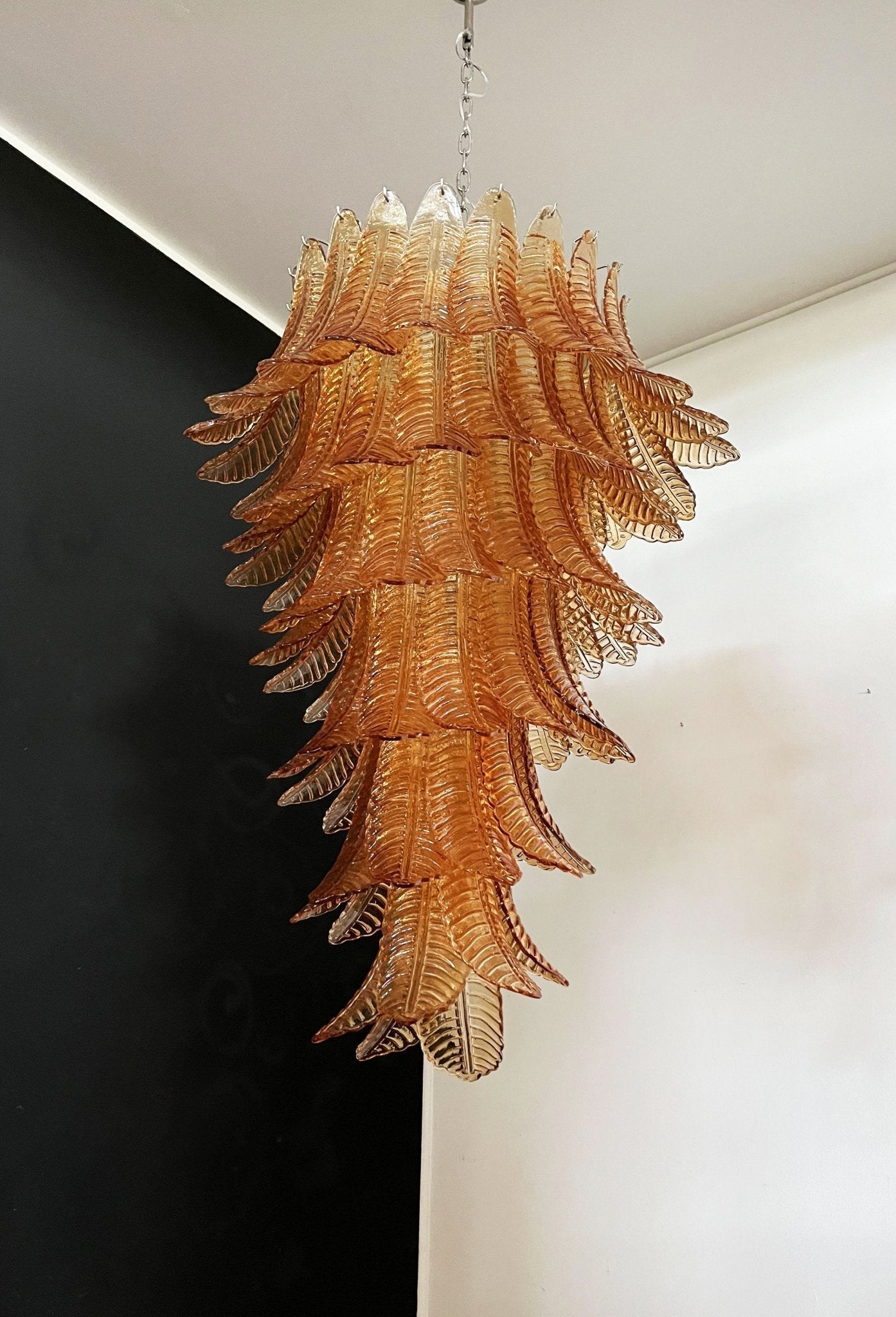 Aurora Chandelier Amber Glass Leaf Layered Statement Artistic - Letslighting