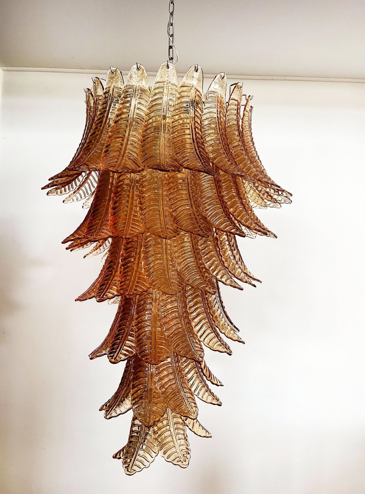 Aurora Chandelier Amber Glass Leaf Layered Statement Artistic - Letslighting