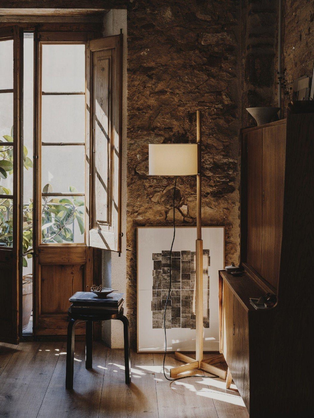 Torna Wood Fabric Floor Lamp - Letslighting