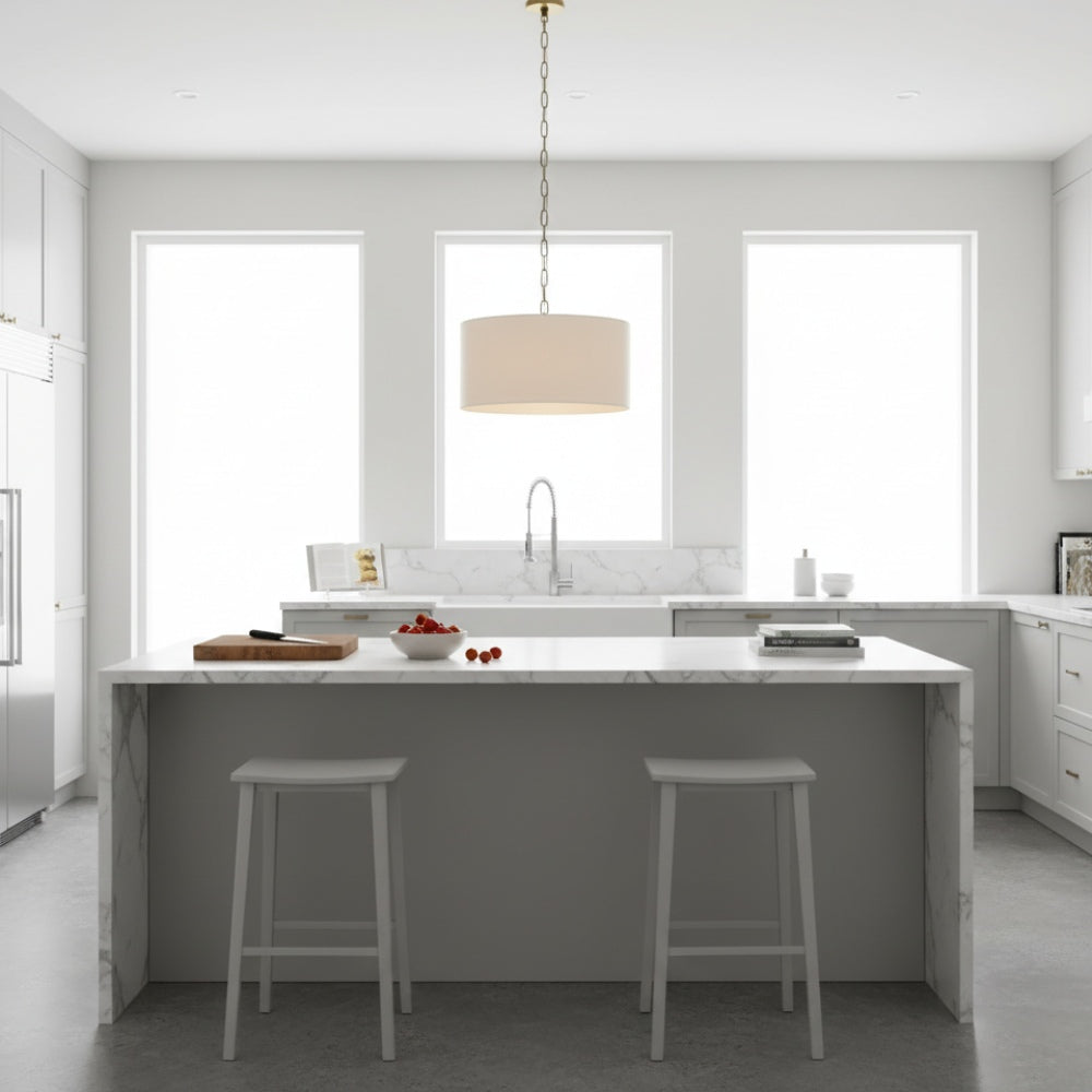 Rowan Linen Drum Pendant Light For Kitchen