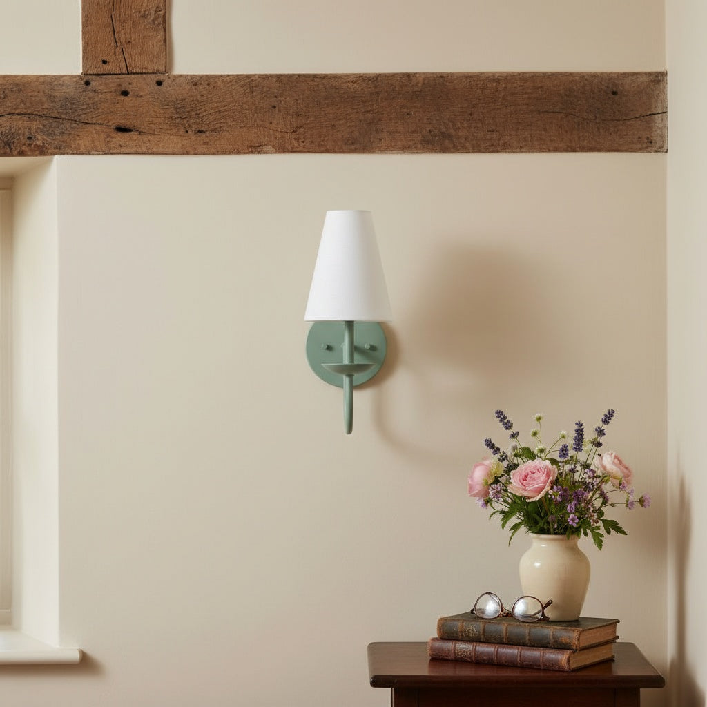 Disc Classic Wall Sconce White Linen Hallways