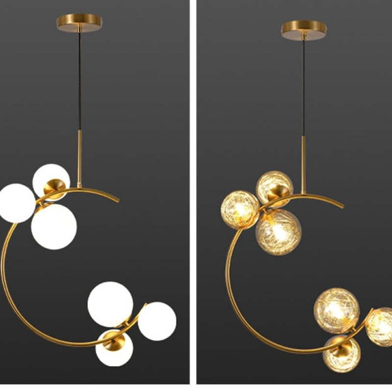 Valentina Modern Glass Globe Pendant Light, Metal & Glass, 3 Style