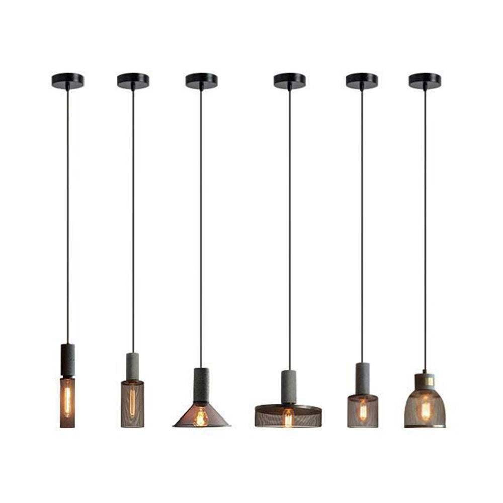 Arisha Industrial Cylindrical Pendant Light, Cement Wabi-Sabi - Letslighting