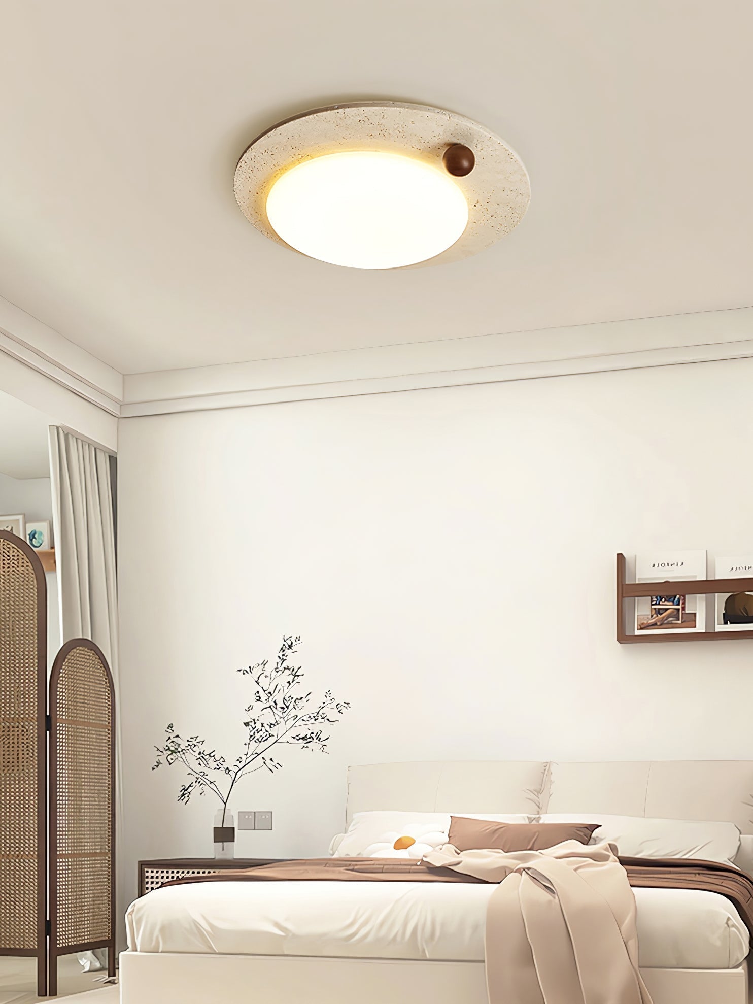 Circular Travertine Ceiling Light