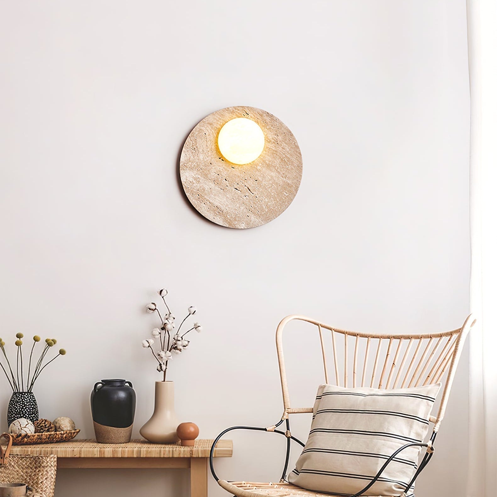 Moonwake Modern Travertine Wall Light