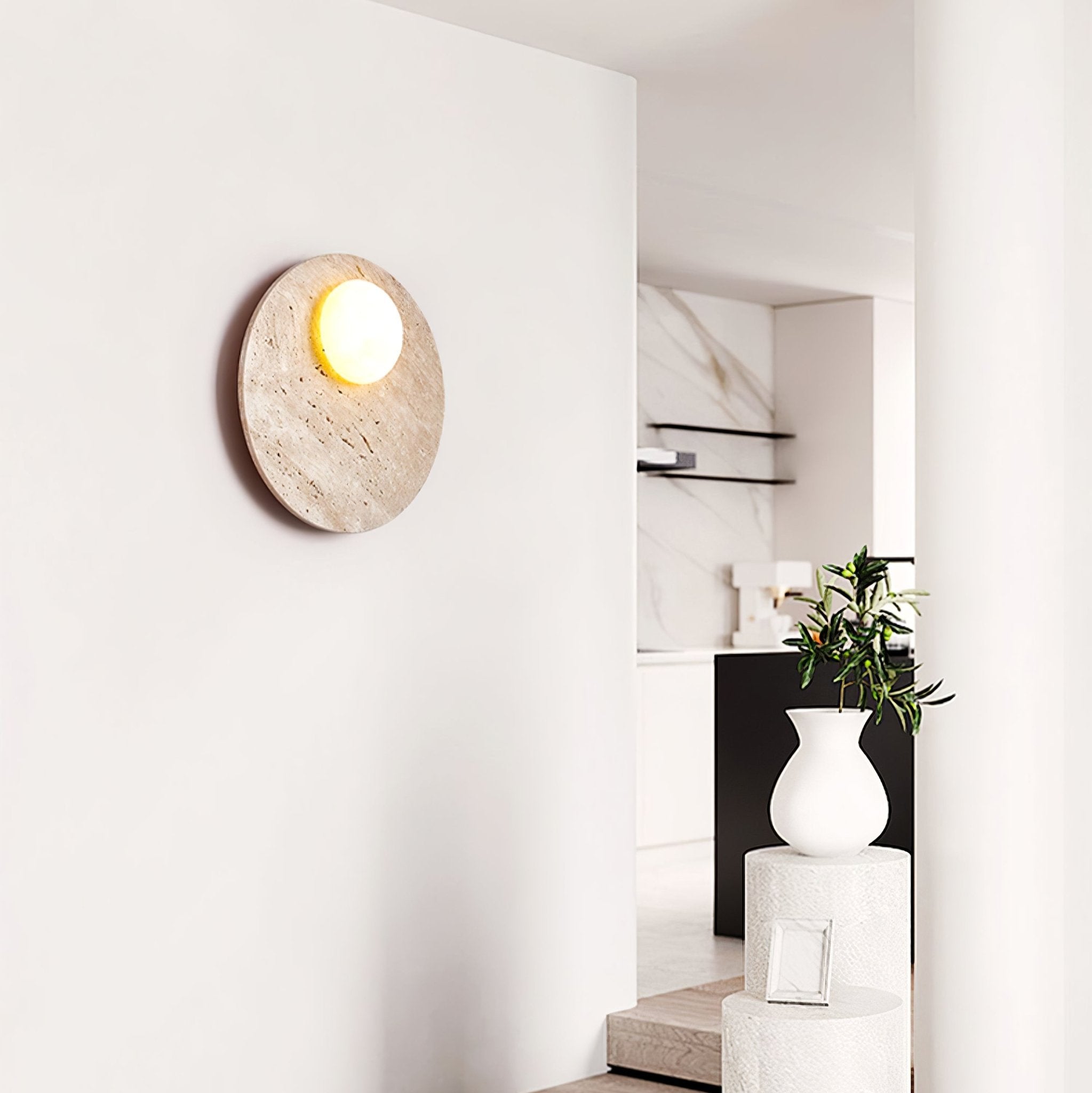Moonwake Modern Travertine Wall Light