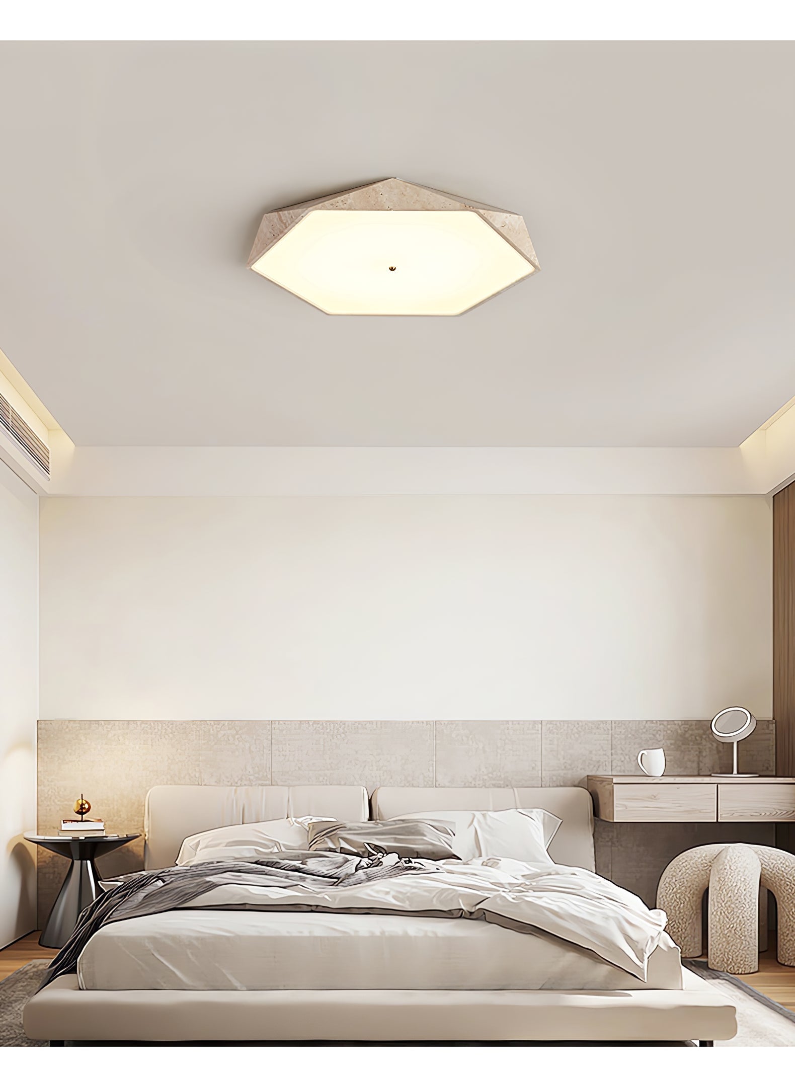 Lunarc Modern Travertine Ceiling Light