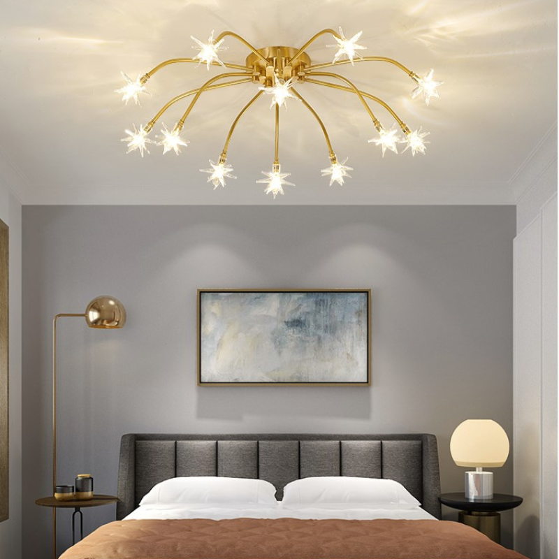 Arisha Art Deco Starry Metal Glass Flush Mount Ceiling Light - Letslighting