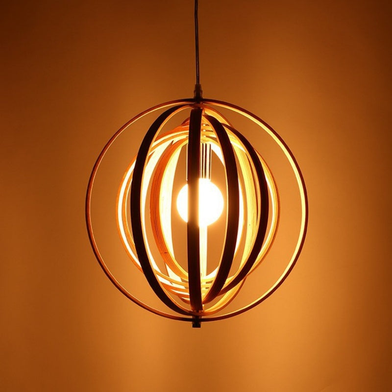 Ritta Japanese LED Pendant Light Wood Bedroom Bar