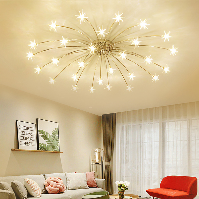 Arisha Art Deco Starry Metal Glass Flush Mount Ceiling Light - Letslighting