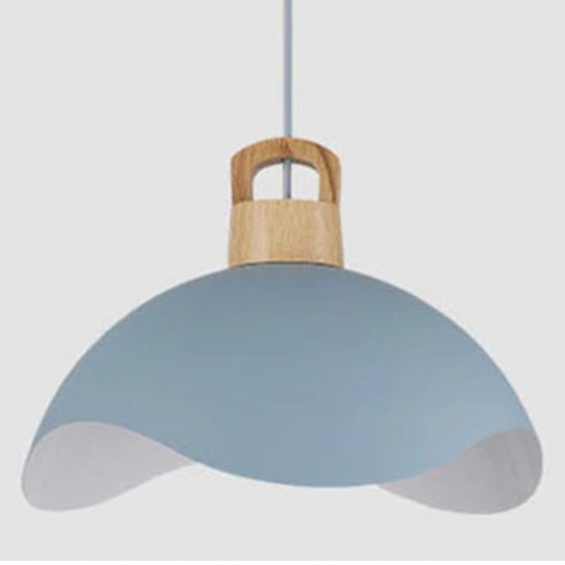Valentina Colorful Shade Single Pendant Lights, Wood & - Letslighting