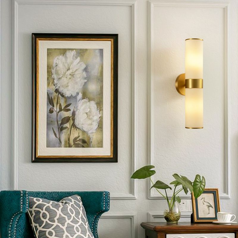 Arisha Vintage Cylinder &Glass Bedside Lamp Wall Mounted, Brass - Letslighting