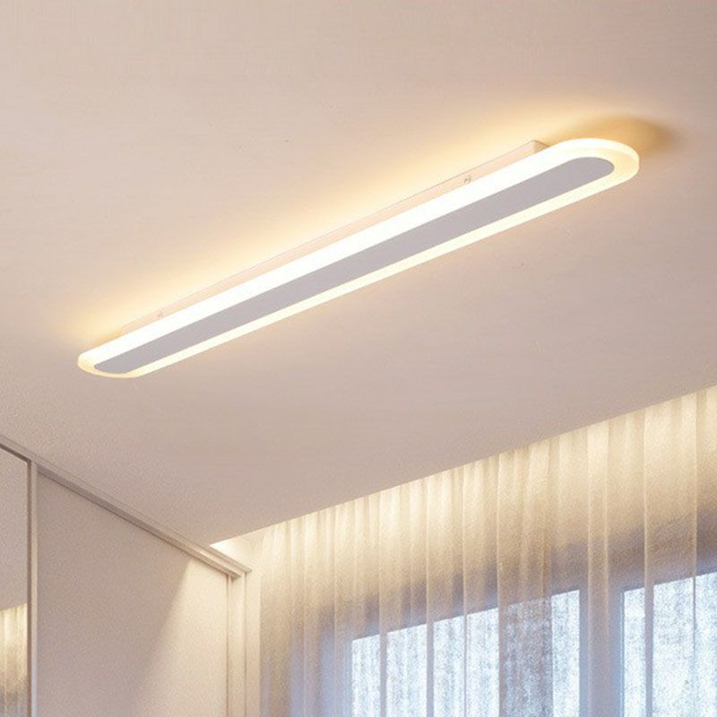 Arisha Minimalist Oval Linear Metal Acrylic Flush Mount Ceiling Light