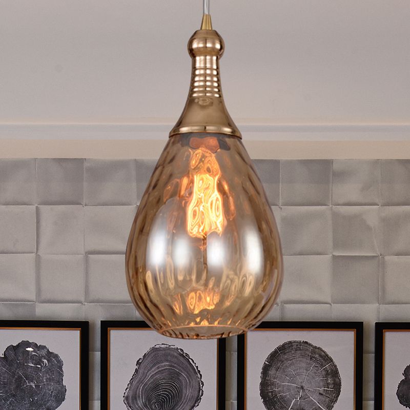 Avi Industrial Teardrop Glass Pendant Light Brass - Letslighting