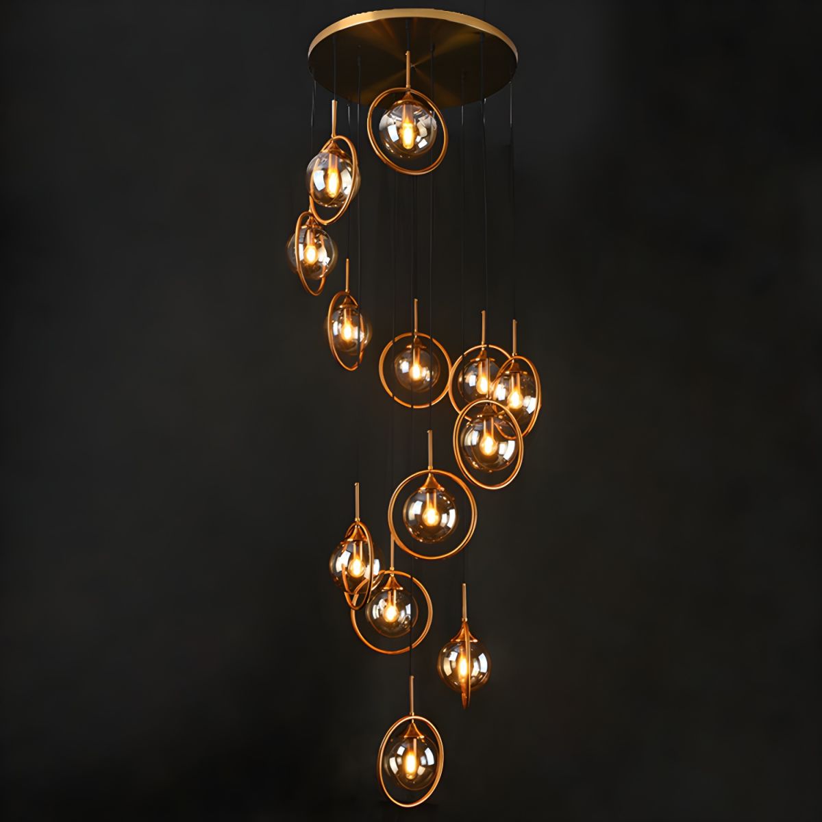 Valentina Modern Spiral Ball Glass Staircase Chandelier - Letslighting