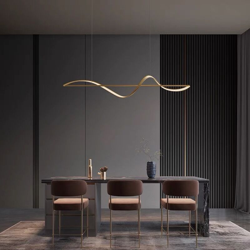 Louise Pendant Light Wave Minimalist Designer Metal Brass Art Gallery
