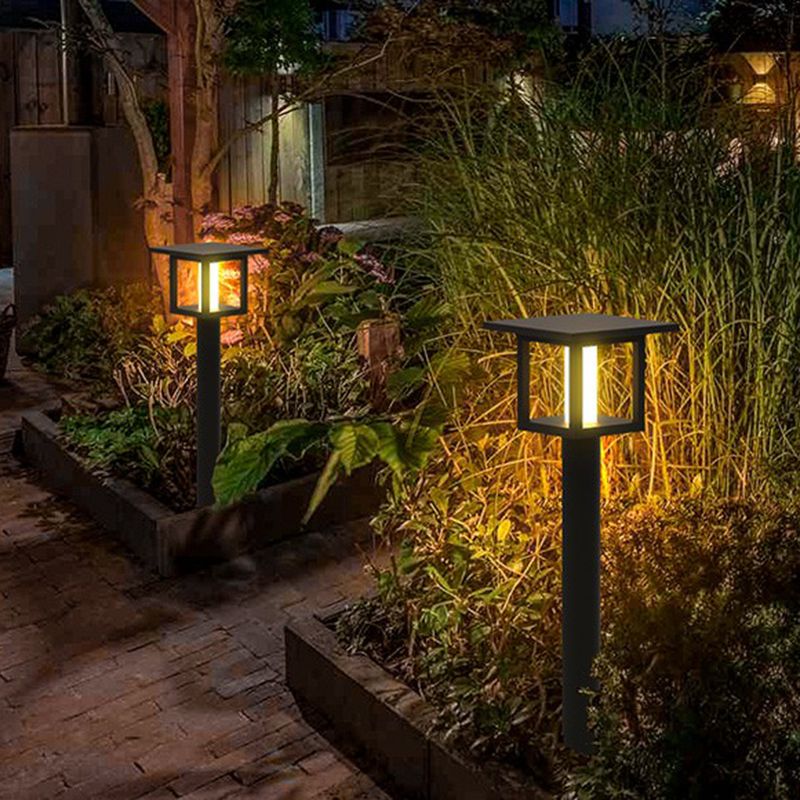 Ray Modern Metal Lantern Shaped Solar Outdoor Bollard Light