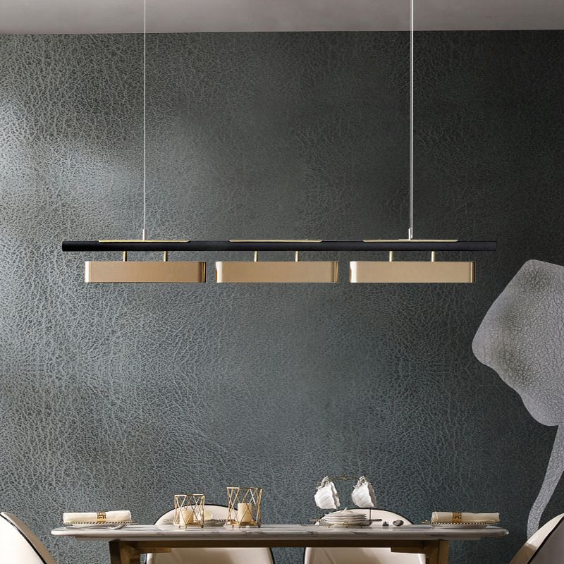 Arisha Pendant Light Rectangular Modern Metal Brass Office - Letslighting
