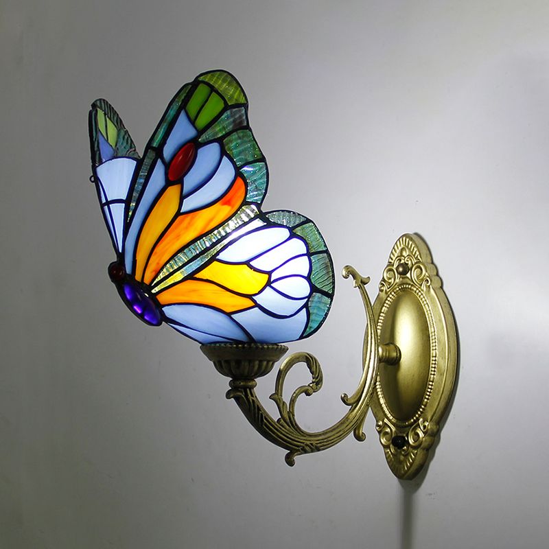Arisha Artistic Butterfly Metal Glass Lamps Wall Multi-Color Light