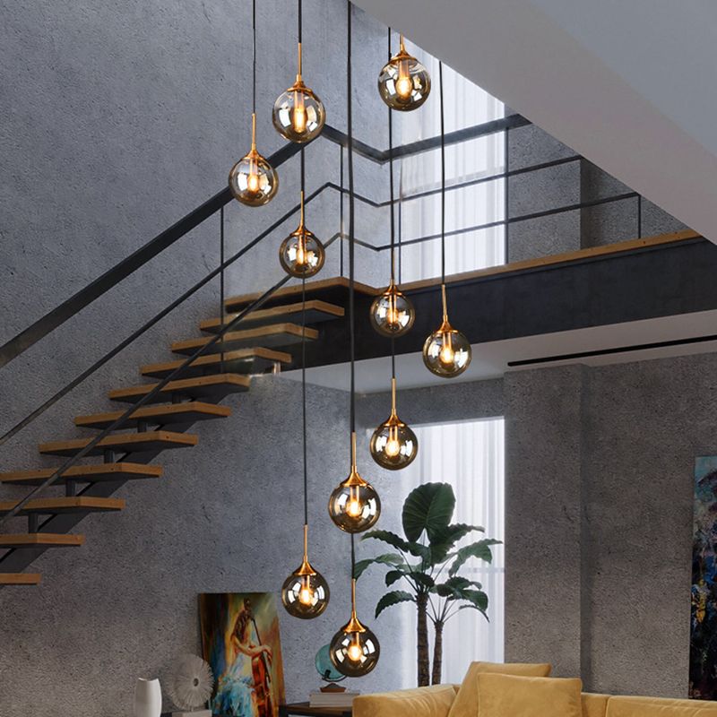 Valentina Modern Spiral Ball Glass Staircase Chandelier - Letslighting