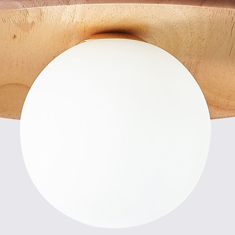 Arisha Modern Round Flush Mount Ceiling Light Wood Walnut Bedroom
