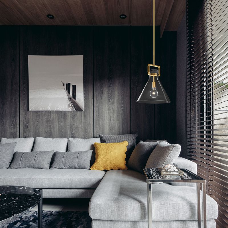 Arisha Modern Geometric Glass/ Pendant Light, Brass - Letslighting