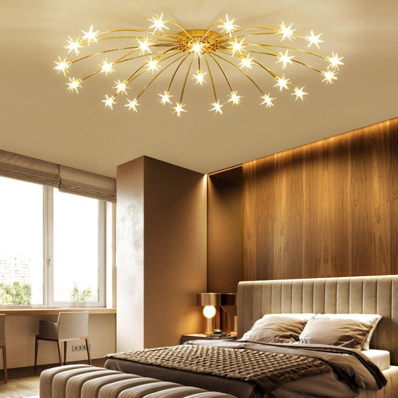 Arisha Art Deco Starry Metal Glass Flush Mount Ceiling Light - Letslighting