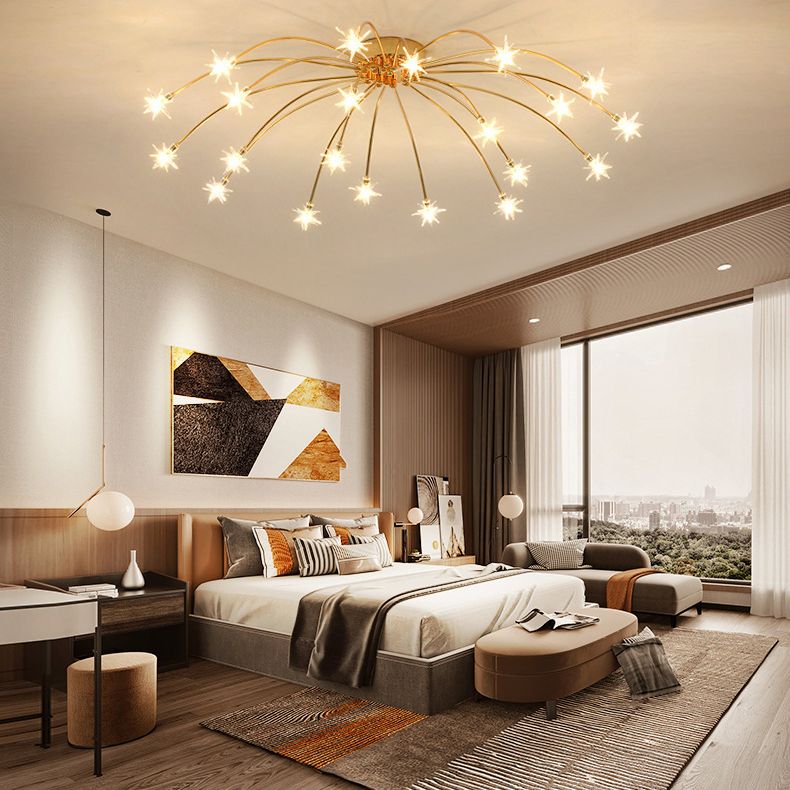 Arisha Art Deco Starry Metal Glass Flush Mount Ceiling Light - Letslighting