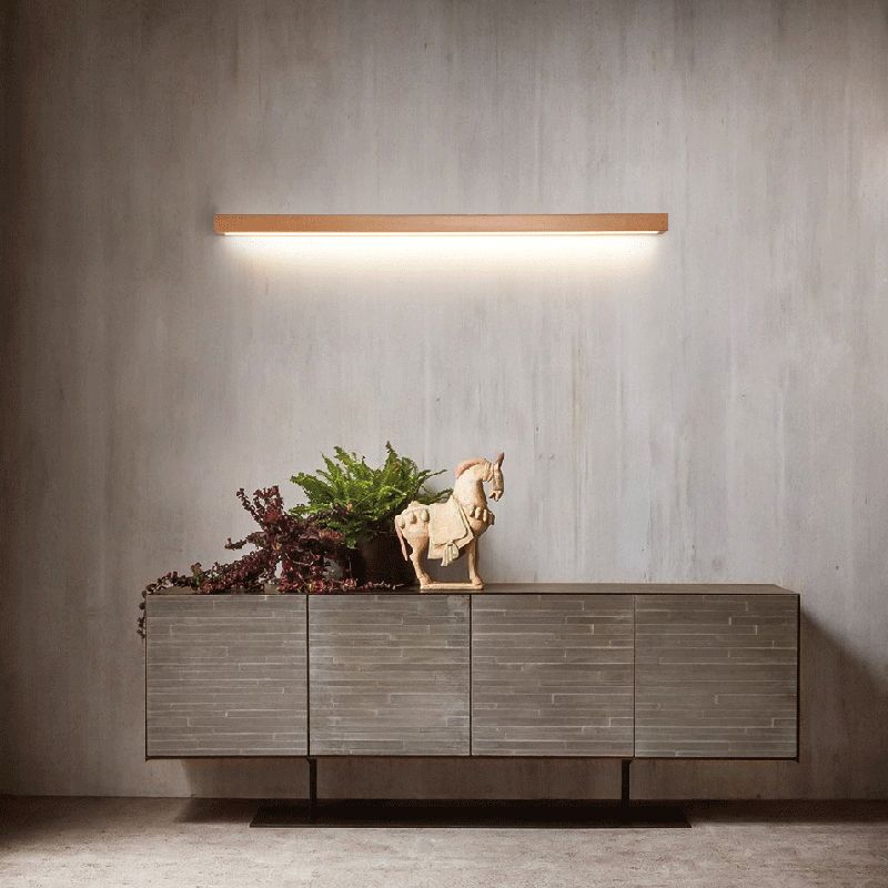 Ozawa Linear Mirror Wooden Front Vanity Wall Lamp Bedroom