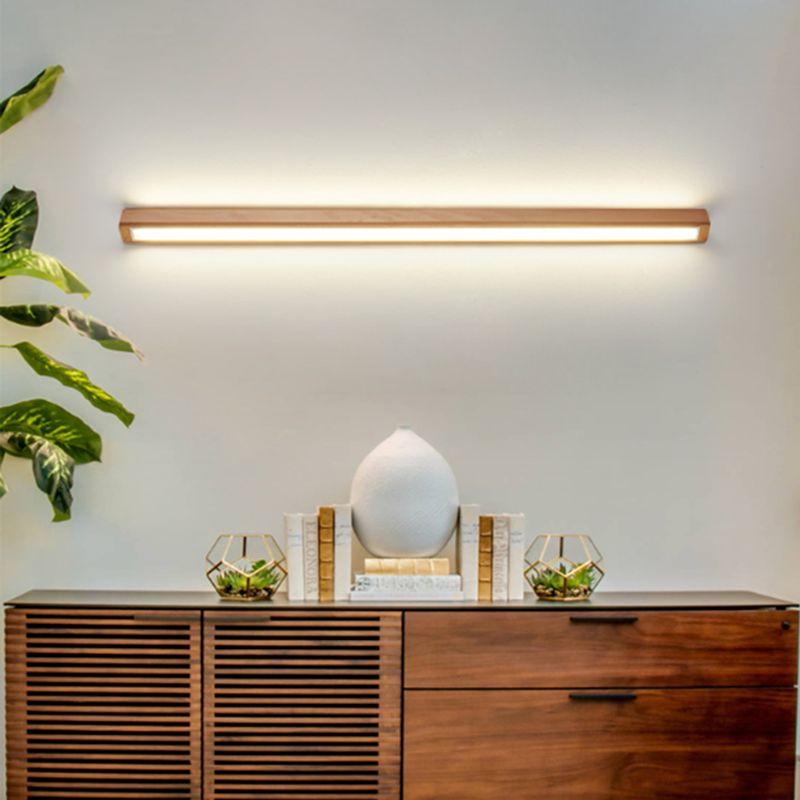 Ozawa Linear Mirror Wooden Front Vanity Wall Lamp Bedroom