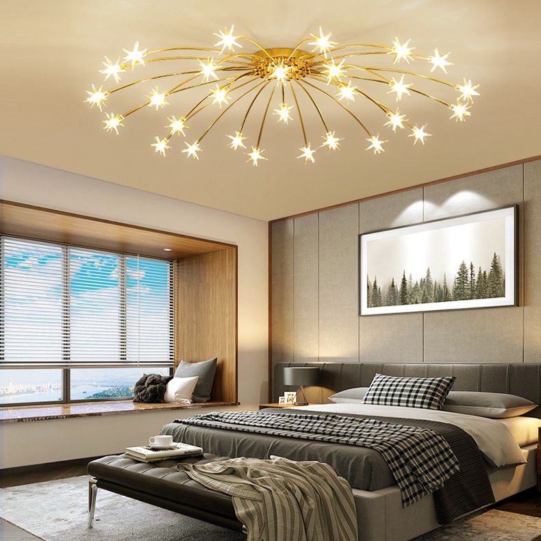 Arisha Art Deco Starry Metal Glass Flush Mount Ceiling Light - Letslighting