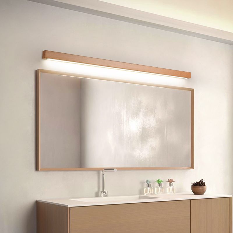 Ozawa Linear Mirror Wooden Front Vanity Wall Lamp Bedroom