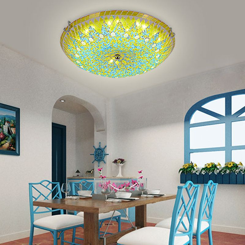 Tiffany Modern Mediterranean Glass Flush Mount Ceiling Light