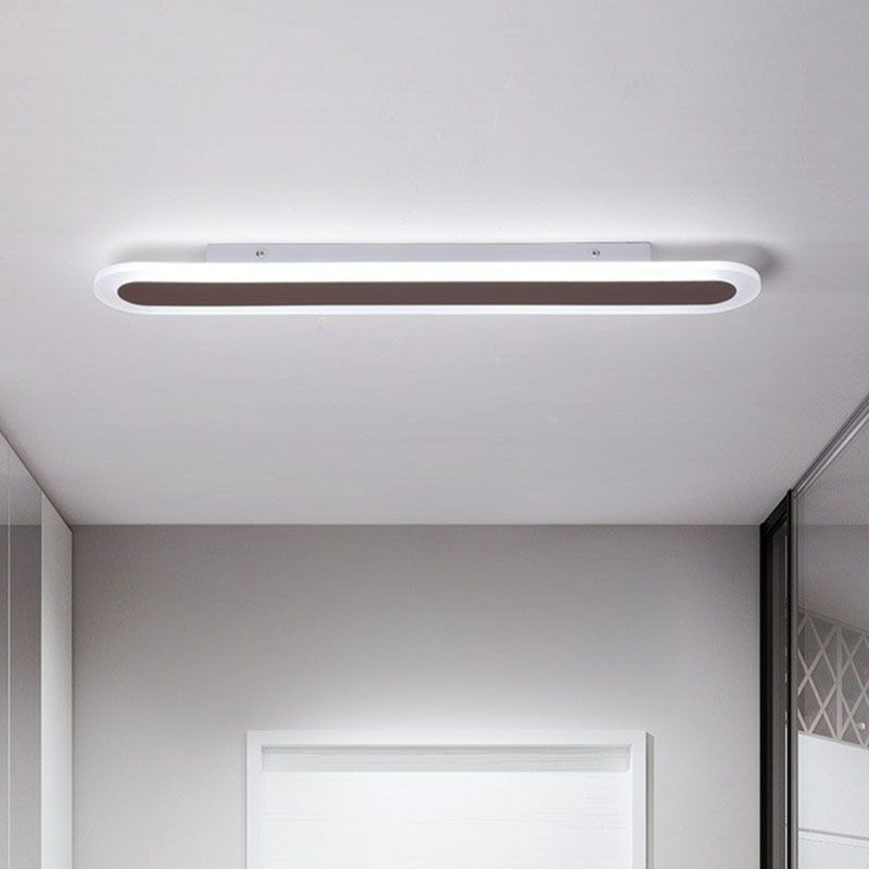 Arisha Minimalist Oval Linear Metal Acrylic Flush Mount Ceiling Light