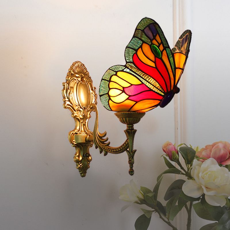 Arisha Artistic Butterfly Metal Glass Lamps Wall Multi-Color Light