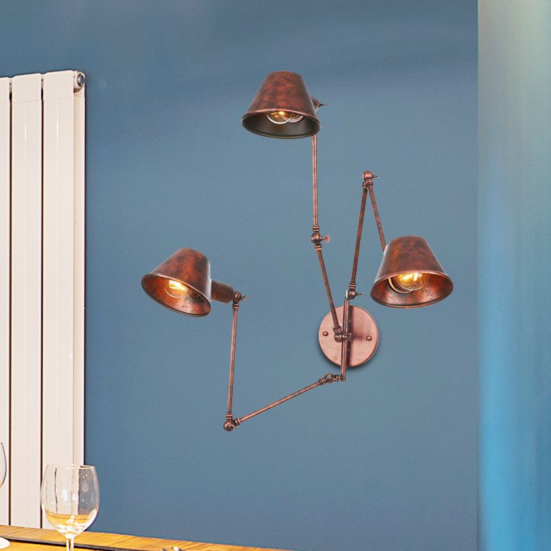 Epoch Vintage Adjustable Metal Wall Lamp Rust Bedroom