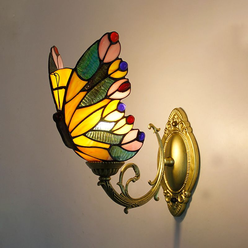 Arisha Artistic Butterfly Metal Glass Lamps Wall Multi-Color Light