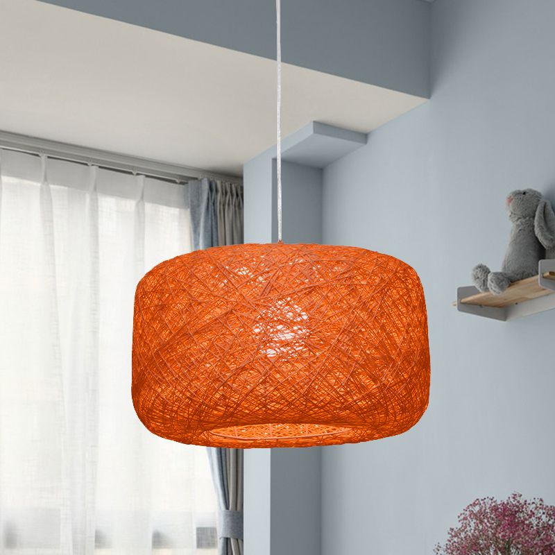 Ritta Natural Cylindrical Lantern Rattan Pendant Light, Hallway - Letslighting