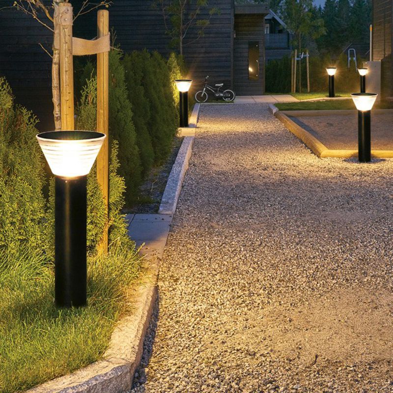 Ray Modern Metal Conical Solar Outdoor Bollard Light