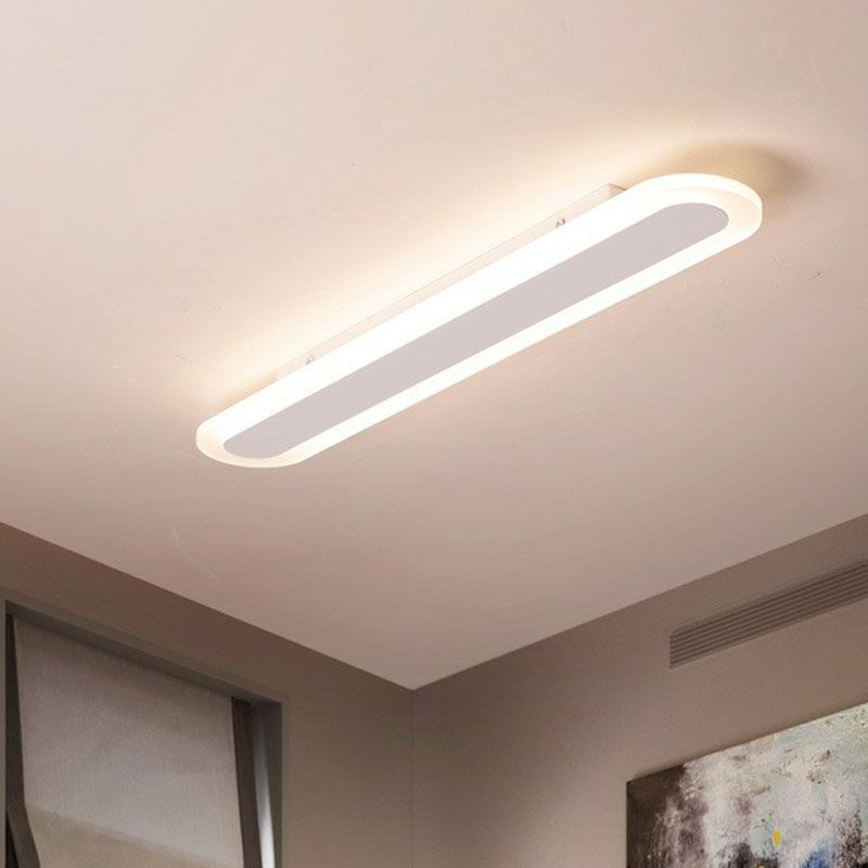 Arisha Minimalist Oval Linear Metal Acrylic Flush Mount Ceiling Light
